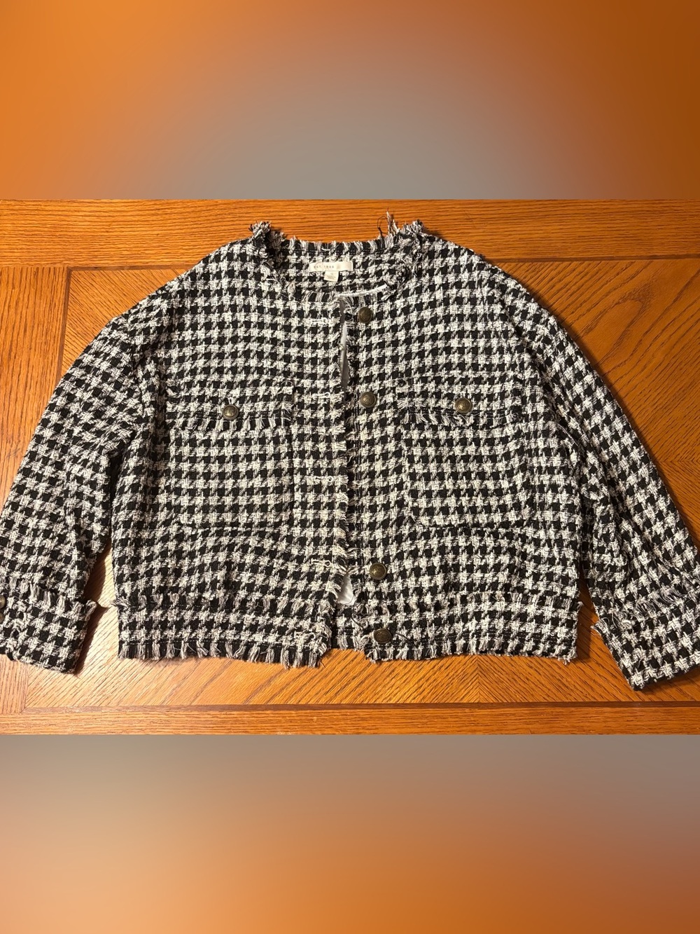 Cato Black & White Houndstooth Boxy blazer Jacket small